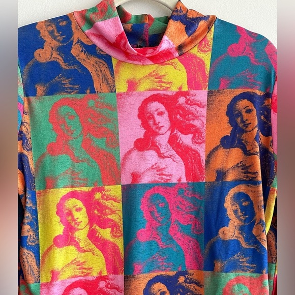 NASTY GAL Kitsch Postcard Mesh Cropped Top, Multicolored, Size 14, NWT - Picture 7 of 16